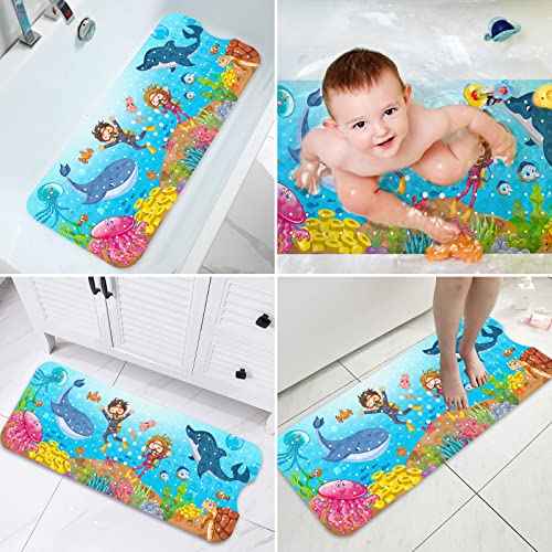 Bath mat for children, 100x40cm non-slip bath mat, extra long bath mat, non-slip bath mat for children & babies, mold-resistant shower mat