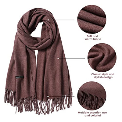 Scarf Warm Autumn Plain Cotton with Tassels/Fringes, 40+ Colors Plain & Plaid Pashmina, Berry