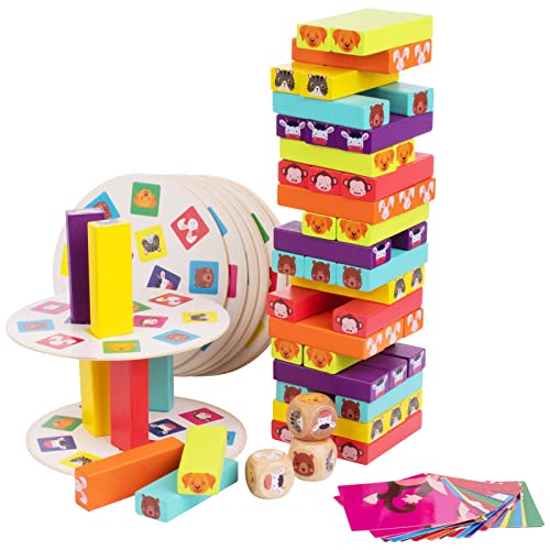 Wooden toys from 3 years, wobble tower children's toys from 3 years, educational toys, wooden toys stacking games, tower board games