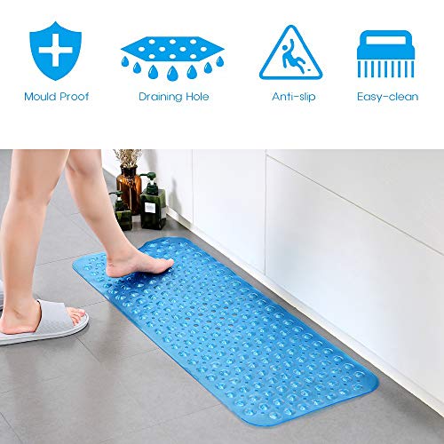 Tapis de bain, tapis de douche, tapis antidérapant lavable en machine, insert de bain extra long avec trou d'évacuation