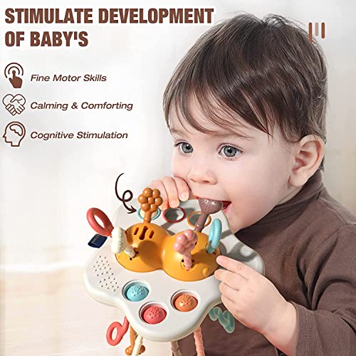 Toy, silicone pull cord activity toy baby, sensory toy baby motor activity toy baby