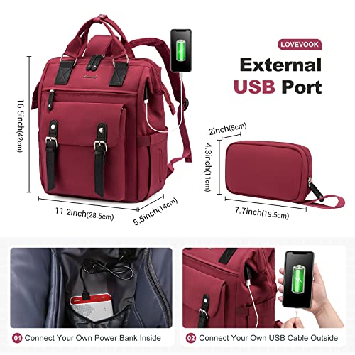 Laptop Rucksack, 15,6 Zoll Schulrucksack Teenager mit Datenkabel-Beutel & USB Ladeanschluss,