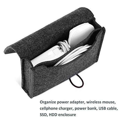 Felt Storage Case Bag, Portable Travel Electronics Accessories Organizer Bag for MacBook Laptop Mouse Power Adapter Cable Power Bank Mobile Phone Accessories Charger SSD HHD