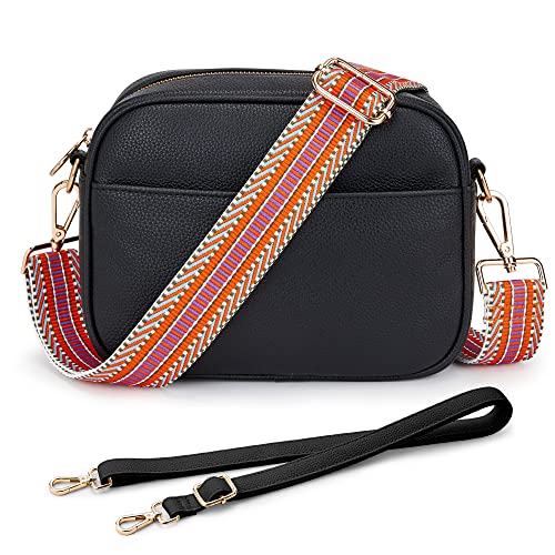 Shoulder Bag, Stylish Vegan Leather Wide Strap Crossbody Shoulder Bag with 2 Adjustable Straps for Daily Work, Shopping, Dating, Traveling