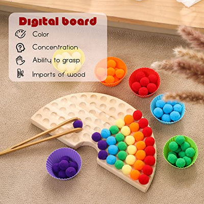 Wooden Peg Bead Board Games, Rainbow Color Assortment and Matching Games