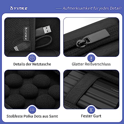 Hard Drive Case Case for Samsung T7/T7 Shield /T7 Touch Portable SSD 500GB 1TB 2TB,Shockproof Hard Case Organizer for Portable External Hard Drive (Black)