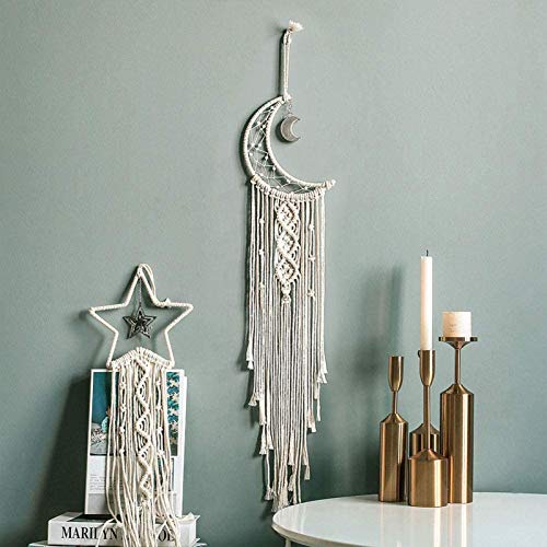 2 Piece Macramé Dreamcatcher Macramé Wall Hanging Moon Star Dreamcatcher