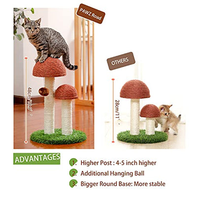 Cat Scratching Post, Mushroom Scratching Post for Kittens and Small Cats, Natural Sisal Rope to Satisfy Cats Claw Instincts