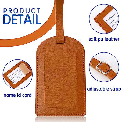 4 Piece Luggage Tag Luggage Tag With Address Label Waterproof PU Leather Travel Suitcase Tags Personalized Name Tag ID Label