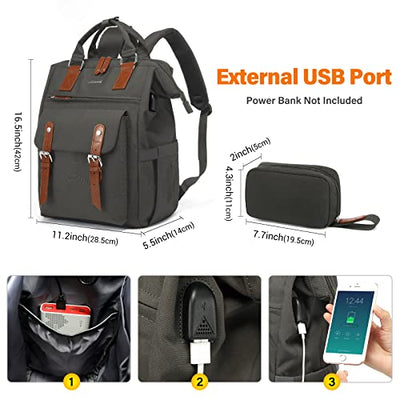 Laptop Rucksack, Schulrucksack Teenager 15,6 Zoll mit Datenkabel-Beutel & USB Ladeanschluss,