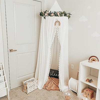 Lace border canopy bed canopy mosquito net, insect screen children princess play tents decoration for kids room mer, height 250cm