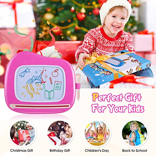 Children Toys from 1 Year, Magnetic Painting Board Magic Board Colorful Drawing Board Magnetic Board with 4 Legs for Kids Toys (Rose)