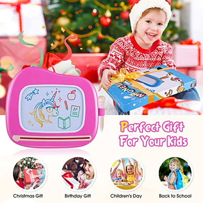 Children Toys from 1 Year, Magnetic Painting Board Magic Board Colorful Drawing Board Magnetic Board with 4 Legs for Kids Toys (Rose)