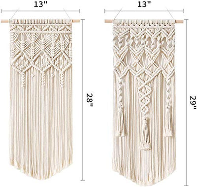 2 Pcs Macramé Wall Hanging Boho Deco Chic Woven Tapestry