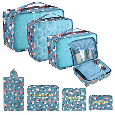 Pack of 8 Packing Cubes, Suitcase Organisation Cubes, with Shoe Bag, Laundry Bag, Travel Organisers, Clothes Bags, for Backpack