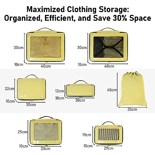 Suitcase Organiser, Packing Cubes, 7-Piece Suitcase Organiser Set, Packing Cubes, Pet Recycled Packing Bags for Suitcases, Suitcase Organiser for Backpack, Shoe Bag, Clothes Bags for Suitcases