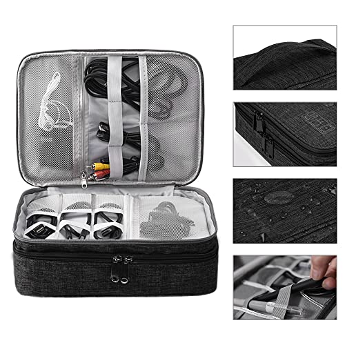 Sac de rangement, étui électronique de voyage, 3 couches, grande capacité, multifonctionnel, étanche, résistant aux chocs, pour câbles, iPad, chargeur, téléphone portable, disques durs, Powerbank