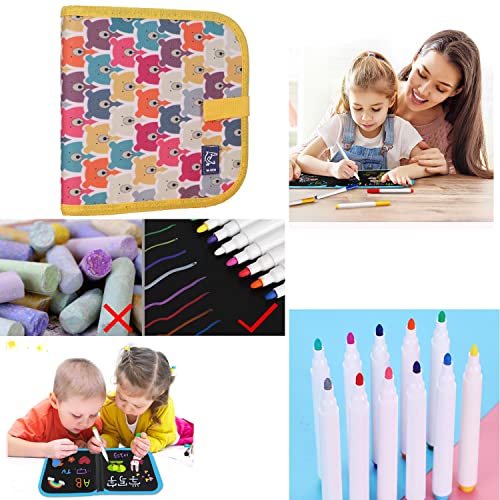 Learn Doodle Board for Kids,Portable Sketch Doodle Book with 12 Crayons, Reusable Coloring Book for Coloring