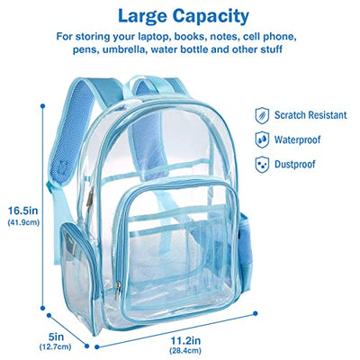 Clear Backpack Plastic School Backpack School Bag, Transparent Waterproof Clear Durable PVC Book Bag Clear Backpack for School Theater and Work