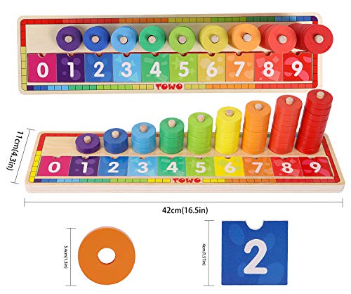 Wooden stacking rings - Learning to count - Counting game with 45 rings