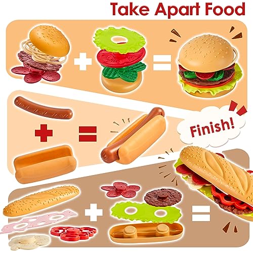 Kids kitchen play kitchen accessories for kids, hamburger fast food food kids grill toy mud kitchen accessories outdoor, role playing games