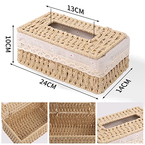 Taschentücher Box aus Papierseil, Taschentuchbox Taschentuchspender mit Futter, Kosmetiktücher Box