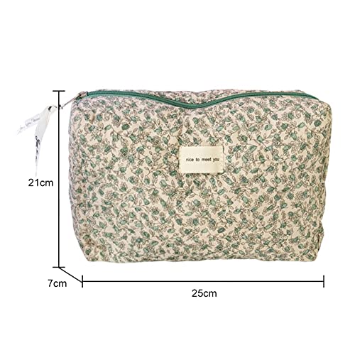 Travel Cosmetic Bag, Quilted Toiletry Bag Ladies, Toiletry Bag Ladies with Floral Pattern, Cosmetic Bag Large Capacity