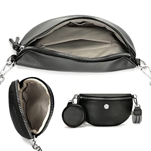 Stylish Fanny Pack Crossbody Bag Wide Strap Handbag Shoulder Bag Small Fanny Pack Modern Bags Vegan Leather Chest Bag With Coin Purse