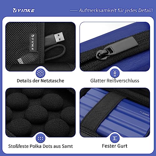 Hard Drive Case Case for Samsung T7/T7 Shield /T7 Touch Portable SSD 500GB 1TB 2TB,Shockproof Hard Case Organizer for Portable External Hard Drive (Blue)