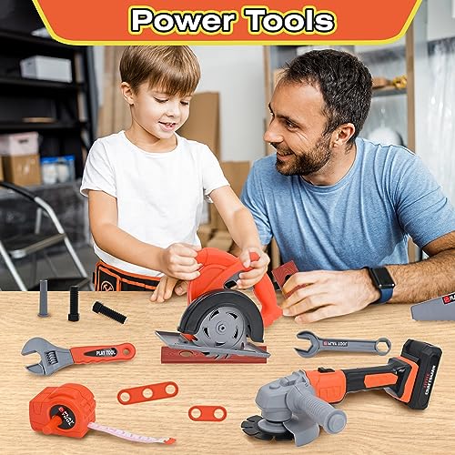 Toddler Tool Set with Children's Tool Belt, Children's Toy with Circular Saw & Angle Grinder, Tool Set Construction Set Game Tools