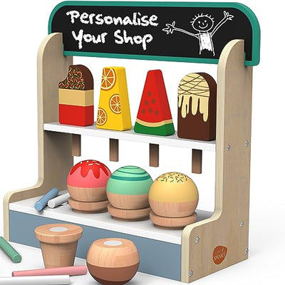 Ice cream toy with counter for store | ice cream and lolly set toys for toddlers | wooden toys for kids | ice cream parlor role play set