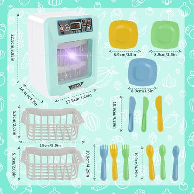 Kitchen set for kids, dishwasher play set with a variety of accessories and realistic functions, lights and sound included, play toys for kids