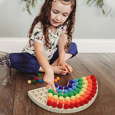 Wooden Peg Board Beads Game Wooden Clip Beads Game Rainbow Ball Elimination Game Toy Colour Classification Fine Motor Skills Educational Toy