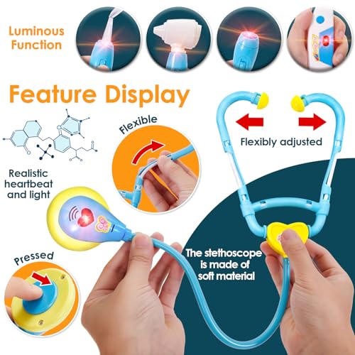 Doctor's case children's toy, doctor's case play set with stethoscope, syringe