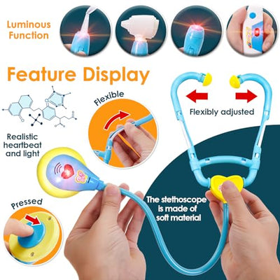 Doctor's case children's toy, doctor's case play set with stethoscope, syringe