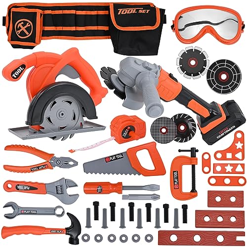 Toddler Tool Set with Children's Tool Belt, Children's Toy with Circular Saw & Angle Grinder, Tool Set Construction Set Game Tools