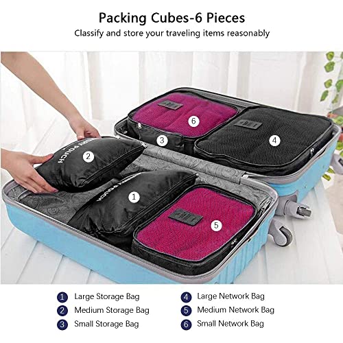 Suitcase Organiser, 8–in–1 Set Luggage Organiser, Waterproof Travel Garment Bags Includes 2 Shoe Bags, 3 Packing Cubes and 3 Storage Bags, for Clothes, Shoes, Cosmetics