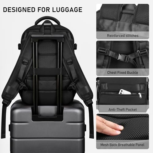 Travel backpack, laptop backpack for 15.6 inch laptop, 40L backpack with shoe bag&organizer, anti theft business work hand luggage backpack for business hiking travel