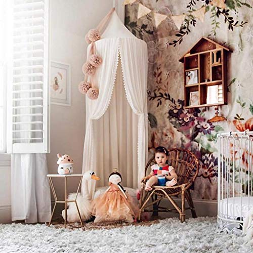 Lace border canopy bed canopy mosquito net, insect screen children princess play tents decoration for kids room mer, height 250cm