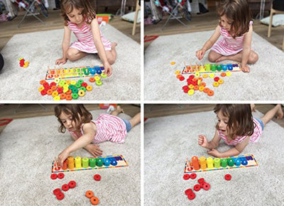 Wooden stacking rings - Learning to count - Counting game with 45 rings