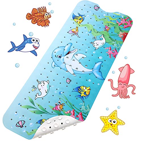 Children's bath mat, anti-slip mat 100 x 40 cm Shower mat Shower mat Non-slip bath mat Navy motifs