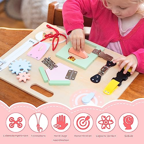 Activity board from 1 2 years, wooden busy board for toddlers, sensory motor board with preschool learning activities