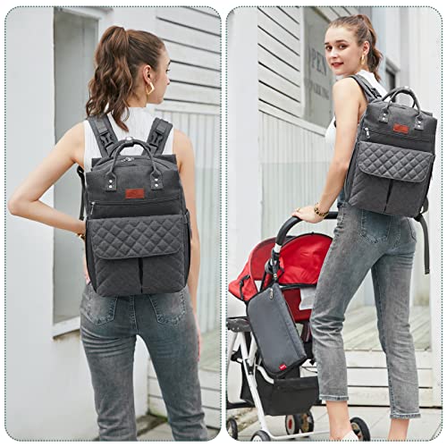 Baby Changing Backpack, Elegant Changing Bag Backpack with Changing Pad and Stroller Straps - Large Capacity Baby Bag Travel Bag for Traveling