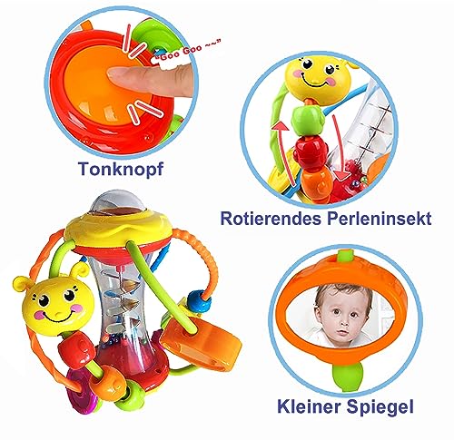 Baby Toy 6 Months Rattle Motor Skills Ball Grasping Toy, Shake & Crawling Motor Skills Toy