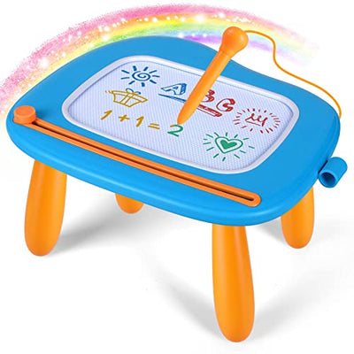 Children Toys from 1 Year, Magnetic Painting Board Magic Board Colorful Drawing Board Magnetic Board with 4 Legs for Kids Boy Toy (Blue)