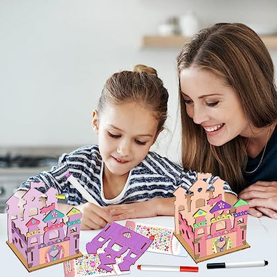 Château en bois de princesse, château en bois à peindre pour les enfants bricoleurs