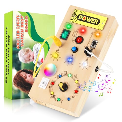 Jouet tableau d'activités, jouet interrupteur pour enfants avec 8 interrupteurs 15 LED, jouet en bois tableau d'activités, tableau d'activités musicales, jouet en bois