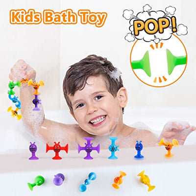 Suction cup toy baby, children bathtub toy, 40 pieces sensory toy silicone building blocks suction toy, stress relief gift