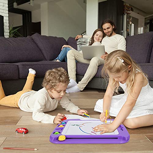 Large Magnetic Painting Board Magic Board, 42x32cm Drawing Board Magic Coloring Board with 4 Shape Stamps