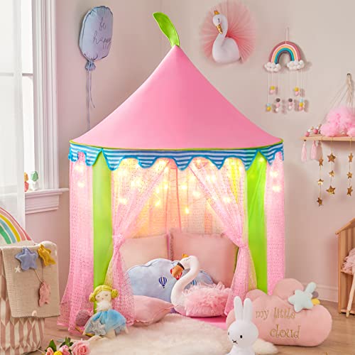 Play tent kids indoor, play tent for kids with star lights - glitter castle nursery with carrying bag - kids house- toy for indoor and outdoor play